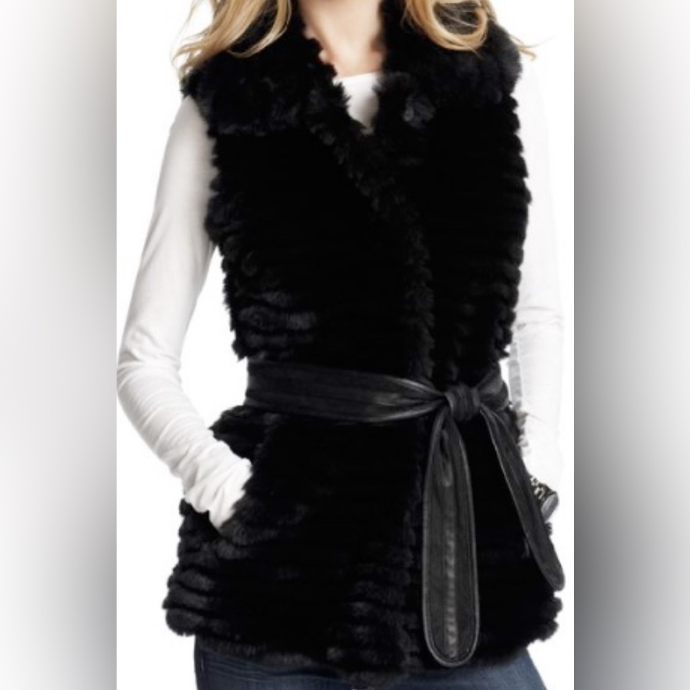 Aqua Black Faux Fur Vest